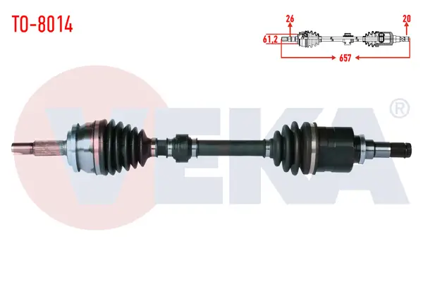 Komple Aks Sol Ön Uzunluk 657mm Toyota Corolla, Auris (Nze18, Zre18) 1.6 Vvt-I M-T 2012 -