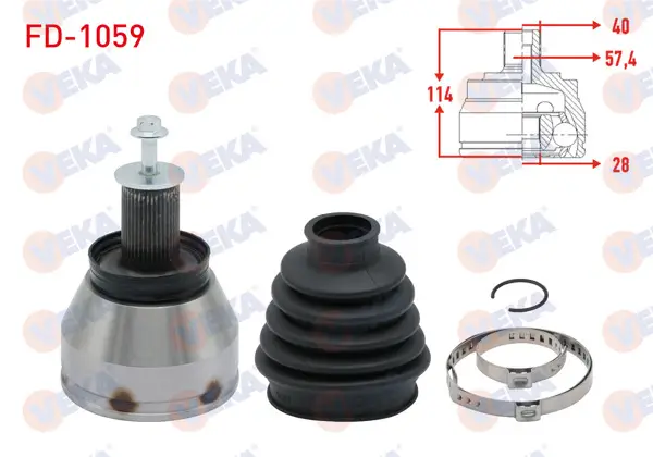 Aks Kafası Sol-Sağ On Dıs Ford Mondeo IV 2.0 TDCI M-T 40X28x57,4 Uzunluk 114mm 2007-2014