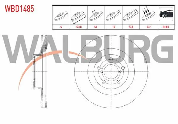 Fren Diski Arka Düz 5 Bjn 273,8X10x58x63,5 Subaru Xv 1.6İ 2012-/ Forester (Sj) 2.0 2013-