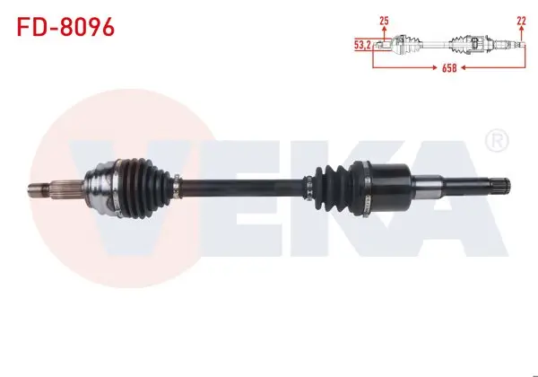 Komple Aks Sol Ön Uzunluk 658mm Ford Fiesta VII 1.0 Ecoboost A-T 2017 -