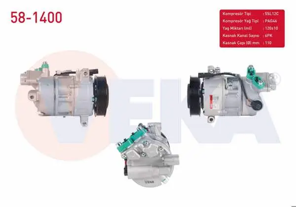 Klima Kompresörü 6Pk 110mm BMW 1 Serisi (E81-E87) 116İ-118İ-120İ 2004-2012 / 3 Serisi (E90) 316İ-318İ-320İ 2005-2011 / X1 (E84) 1.8İ 2011-/ X1 (E84) Sdrive 18 İ 2010-2015