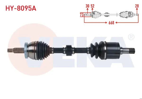 Komple Aks Sol Ön ABS li 52 Dıs Uzunluk 668mm Hyundai Santa Fe (Cm) 2.2 CRDI A-T 2006-2012