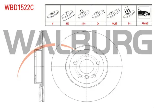 Fren Diski Ön Havalı Kaplamalı 5 Bjn 330X24x66,9X45,4 BMW X1 (F48) 2.0 D-2.0İ 2014-/ 2 Serisi (F45) 220 D 2014-
