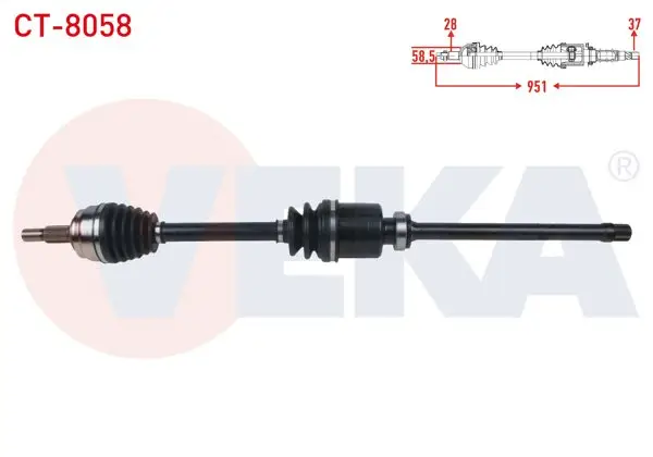 Komple Aks Ön Sağ Uzunluk 951mm Citroen C5 Aircross 1.5 Bluehdı-1.6 Puretech-1.2 Puretech 8 İleri A-T 2018-/ Peugeot 3008 1.2 8 İleri A-T 2016-/ 1.5 Bluehdı 6 İleri A-T / M-T-8 İleri A-T 2018 -