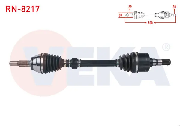 Komple Aks Sol Ön Uzunluk 700mm Renault Talisman 1.6 DCI A-T 2015-/ Espace 1.6 DCI R9m A-T 4X2 2015-2023