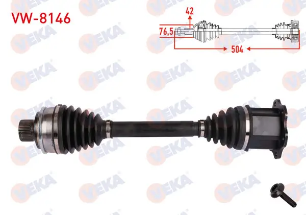 Komple Aks Sol-Sağ On Uzunluk 504mm Volkswagen Touareg 3.0 TDI 2017-/ Audi Q7 2.0 TFSI, 3.0 TDI 2015-(Sadece Sol)