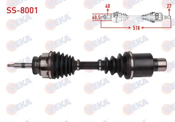 Komple Aks Sol-Sağ On Uzunluk 518mm Ssangyong Ssangyong Rexton (Gab) 2.7 Xdı 2006-/ Acyton 2.0 Xdı 2007-2013 / Acyton Sport 2.0 Xdı 2011 -