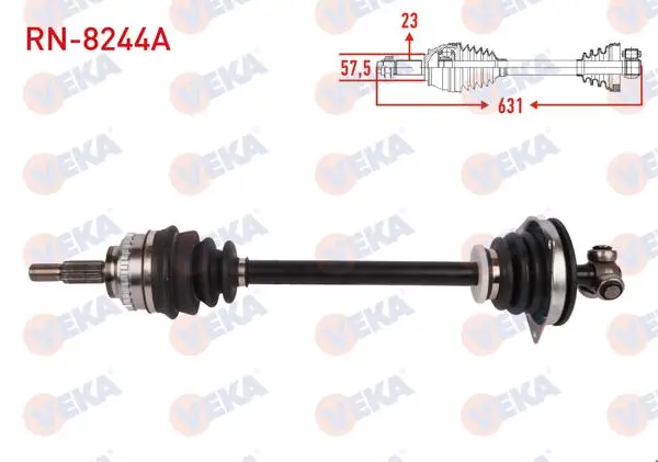 Komple Aks Sol Ön ABS li Uzunluk 631mm Renault Clio II 1.5 DCI M-T 2001-2005 / Kangoo 1.5 DCI 2001 -