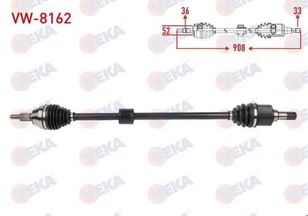 Komple Aks Sağ On Uzunluk 908mm Volkswagen Polo VI 1.0 2017-/ Seat Ibiza V 1.0 2017 -
