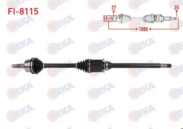Komple Aks Sağ On Uzunluk 1000mm Fiat 500 X 1.6 Mjt 6At / 6Mt 2014-/ Jeep Renegade 1.6 Crd 6At / 6Mt 2014 -