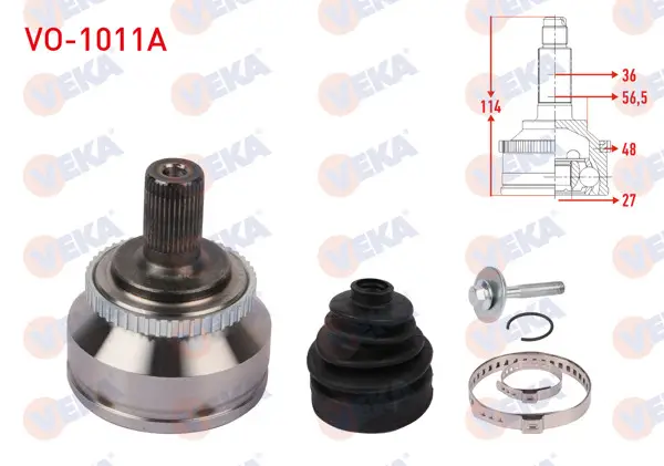 Aks Kafası Sol-Sağ On Dıs ABS li 48 Dıs Uzunluk 114mm Volvo S60 2.0 T A-T 2000-2010 / S80 I (Ts, Xy) 2.8 T6 A-T 1998-2006