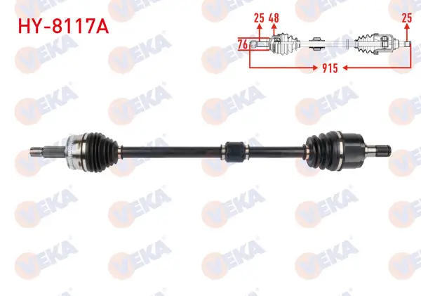 Komple Aks Sağ On Uzunluk 915mm ABS li 48 Dıs Hyundai Getz 1.4 A-T 2006 -