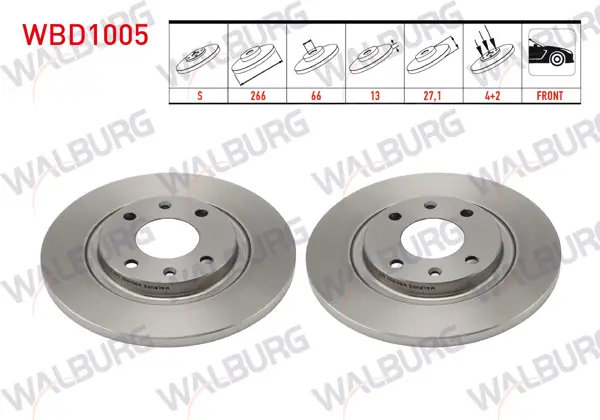 Fren Diski Ön Düz 4 Bjn 266X13x66x27,1 Citroen C2 (Jm) 1.4-1.4 HDI 2003-2009 / C3 (Fc) 1.4 VTI-1.4 HDI 2002-2009