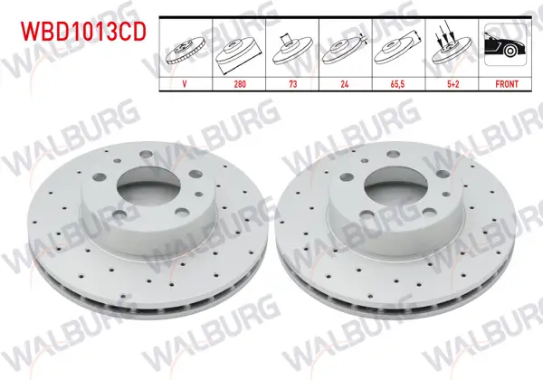 Fren Diski Ön Havalı Kaplamalı Performans Delikli 5 Bjn 280X24x73x65,5 Fiat Ducato 2.8 TDI-2.0 Mjt-2.3 Mjt 2002-2006 / Citroen Jumper II 2.8 HDI 2002-2006 / Peugeot Boxer III 2.2 HDI 2006-2014