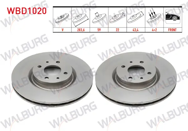Fren Diski Ön Havalı 4 Bjn 283,6X22x59x43,4 Fiat Doblo 1.3 Mjt 2001-2010 / Doblo 1.4 2001-2010 / Doblo 1.9 JTD 2001-2010 / Doblo 1.9 Mjt 2001-2010 / Linea 1.4 T-Jet 2007-