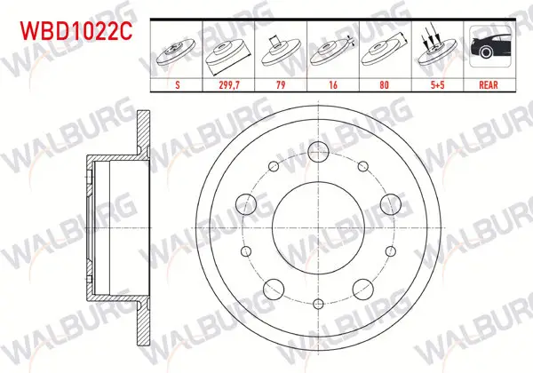 Fren Diski Arka Düz Kaplamalı 5 Bjn 16 Jant 299,7X16x79x80 Fiat Ducato 2.3 Mjt 2006-2014 / Ducato 3.0 Mjt 2006-2014 / Peugeot Boxer III 2.2 HDI 2006-2014 / Citroen Jumper III 2.8 HDI 2006-2014