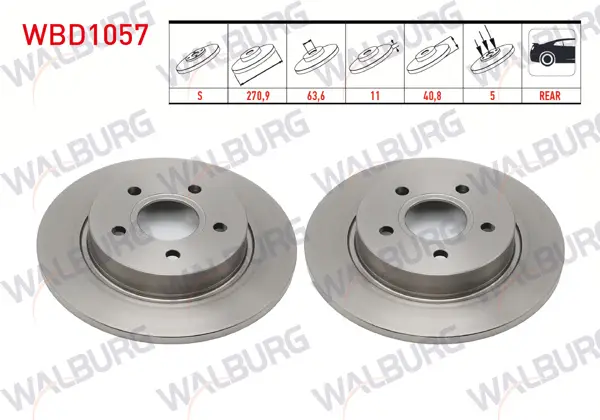 Fren Diski Arka Düz 5 Bjn 270,9X11x63,6X40,8 Ford Focus III 1.6 TDCI 2011-2015 / Focus III 1.6İ 2011-2015 / Focus III 1.0 Gtdı 2011-2015 / Focus III 1.6 Tı-Vct 2011-2015