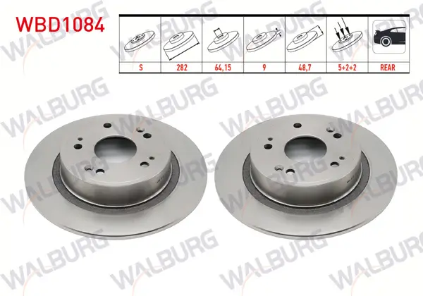 Fren Diski Arka Düz 5 Bjn 282X9x64x48,7 Honda Accord VIII (Cu) 2.0 I-Vtec 2008-