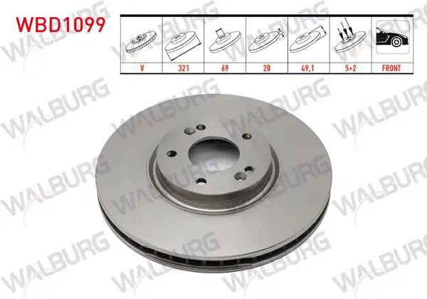 Fren Diski Ön Havalı 5 Bjn 321X28x69x49,1 Hyundai Santa Fe (Cm) 2.2 CRDI 2006-2012 / Santa Fe (Cm) 2.7İ V6 2006-2012