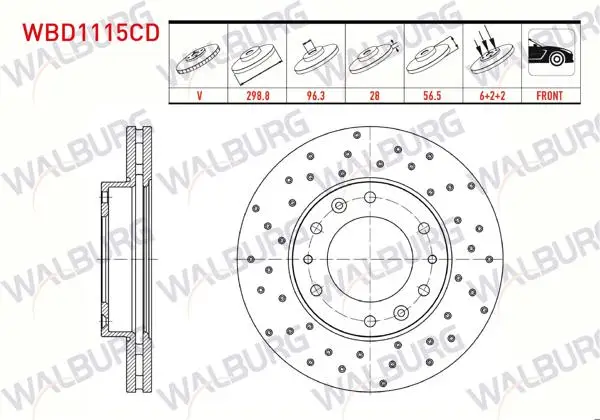 Fren Diski Ön Havalı Kaplamalı Performans Delikli 6 Bjn 298,8X28x96,3X56,5 Hyundai H350 2.5 CRDI 2015-