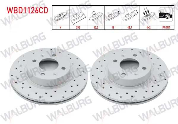 Fren Diski Ön Havalı Kaplamalı Performans Delikli 4 Bjn 252X18x62,2X48,7 Hyundai i10 (Ba) 1.2 D-Cvvt 14 Jant 2013-/ i10 (Pa) 1.1İ 12V 2008-2013 / i10 (Ba) 1.0 D-Cvvt 2013-/ Picanto (Ba) 1.25 2004-2011