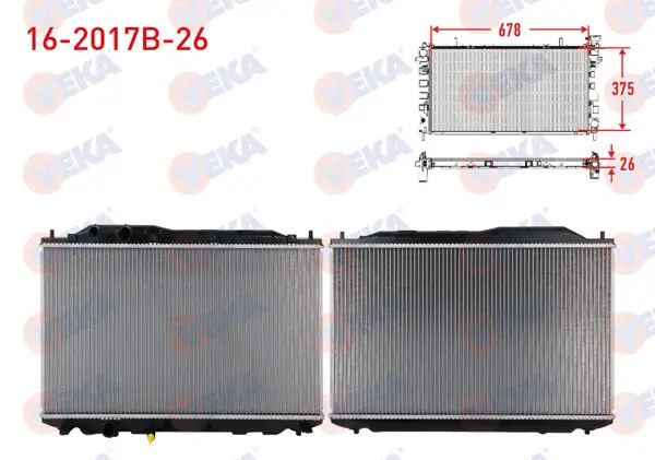 Su Radyatörü (Alt Boru Segmanlı) Brazing Kalınlık 26mm Honda Civic VIII 1.6 M-T Ac + /-2005-2012