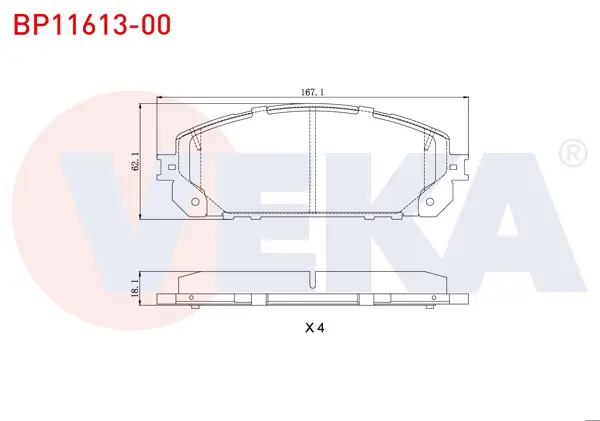 Fren Balata Ön Tel Delikli Jeep Cherokee (Kl) 2.0 Crd 2014-/ Cherokee (Kl) 3.2 V6 2014 -