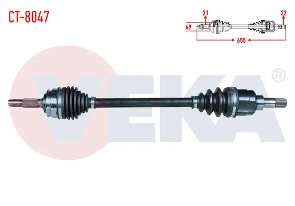 Komple Aks Sol Ön Citroen C3 II 1.4 HDI M-T 21X22x49 Uzunluk 655mm 2009-2016