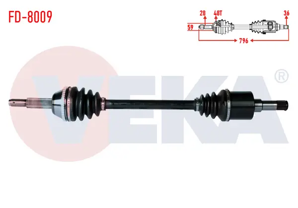 Komple Aks Sol Ön Ford Transit (V347) 2.2 TDCI 130 Hp (Ince Mil) ABS li 48 Dıs Uzunluk 796mm 2006-2014