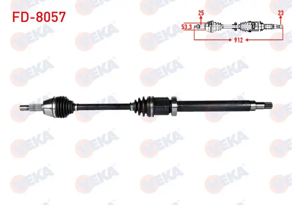 Komple Aks Sağ On Ford Transit Courıer 1.5 TDCI M-T Uzunluk 912mm 2014 -