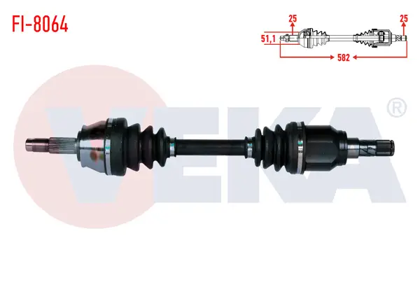 Komple Aks Sol Ön Uzunluk 582mm Fiat Linea 1.6 Mjt 2007-/ Grande Punto 1.3 Mjt Euro 4 2005-2012