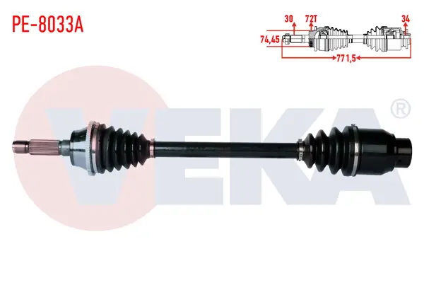 Komple Aks Sağ On Karsan J10 2.3 D ABS li 72 Dıs Uzunluk 771,5mm 2010 -