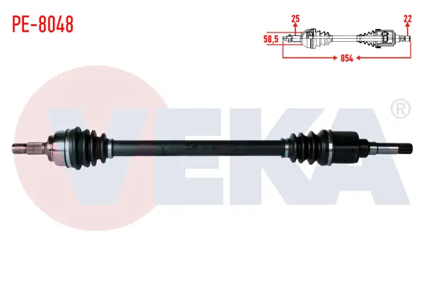 Komple Aks Sağ On Peugeot 207 (Wa,Wc) 1.4 HDI Ma Şanzıman M-T Uzunluk 854mm 2006-2012