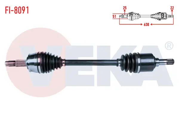 Komple Aks Sol Ön Fiat Stilo (192) 1.6 16V M-T Uzunluk 638mm 2001-2010