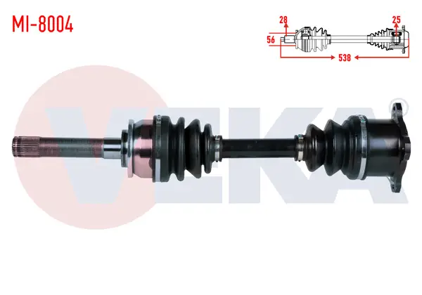 Komple Aks Ön Sağ Mitsubishi L 200 (K7t,K6t) 2.5 TD 4X4 Uzunluk 537,5mm 1996-2007