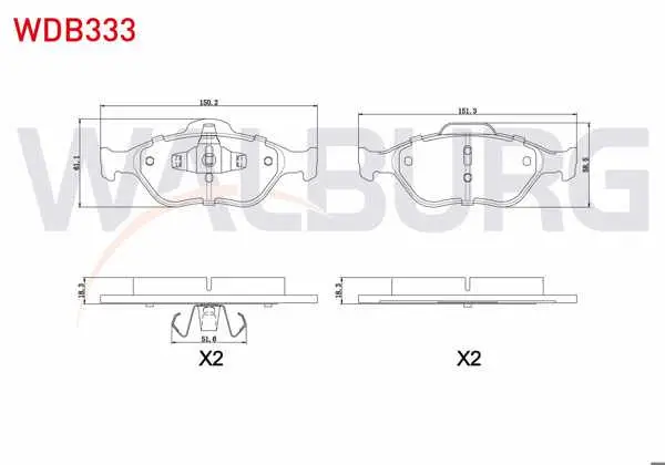 Fren Balata Ön Ford Fiesta V 1.4 TDCI 2001-2008 / 1.6 TDCI 2001-2008 / 1.25İ 2001-2008 / 1.4İ 16V 2001-2008 / Fiesta IV 1.25İ 16V 1996-2002 / 1.4İ 16V 1996-2002 / Ford Ka 1.2 1996-2008 / Ka 1.3 1996-2008