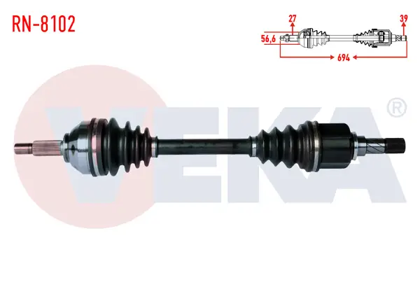 Komple Aks Sol Ön Uzunluk 694mm Renault Traffic II 2.0 DCI 2001-2014 / Opel Vivaro (X83) 2.0 CDTI 2015 -