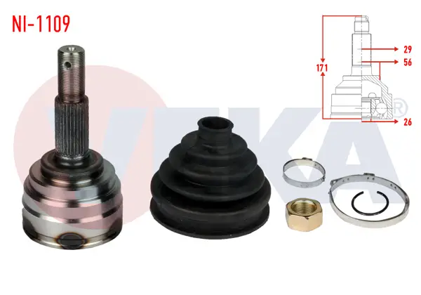 Aks Kafası Dış Sol-Sağ On Dıs Nissan Juke (F15) 1.5 DCI 29X26x56 Uzunluk 171mm 2010 -