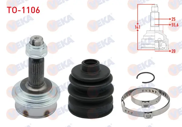 Aks Kafası Sol-Sağ On Dıs Toyota Yaris (P9) 1.0 Vvt-I 26X20x55,6 Uzunluk 142mm 2006-2010