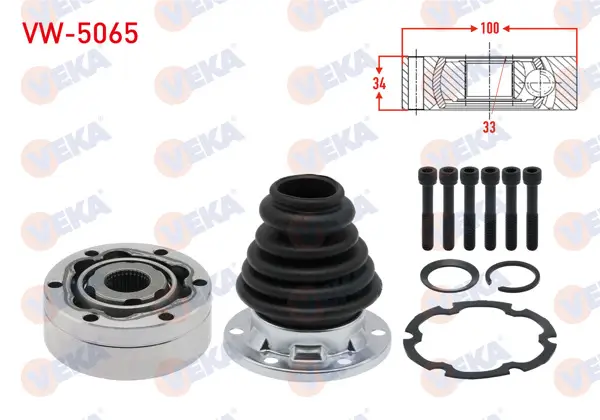 Aks Kafası Sol Ön Ic 33X34x100 VW Golf III (1H1) 91-99 / Golf IV (1J1) TDI 97-05 / Golf V (1K1) 03-09 / Jetta II 82-92 / Jetta III (1K2) 05-10 / Passat (3A2) 1988-1997 / Passat (362) 08-12