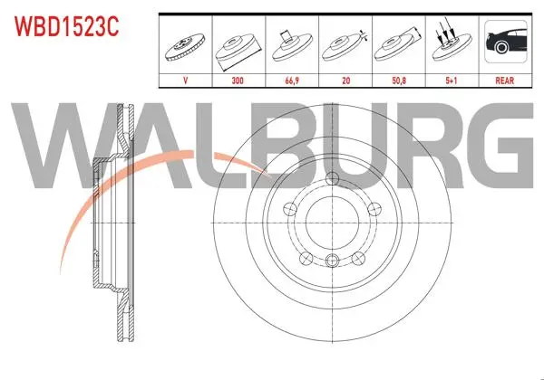 Fren Diski Arka Havalı Kaplamalı 5 Bjn 300X20x66,9X50,8 BMW X1 (F48) 2.0 D-2.0İ 2014-