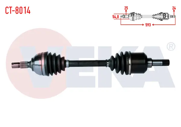 Komple Aks Sol Ön Peugeot Partner (5,5F) 1.9 D Uzunluk 593mm 1996-2008