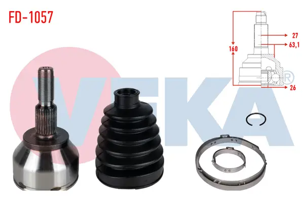 Aks Kafası Sol-Sağ On Dıs Ford Focus III 2.0 TDCI M-T 27X26x63,10 Uzunluk 160mm 2011-2015