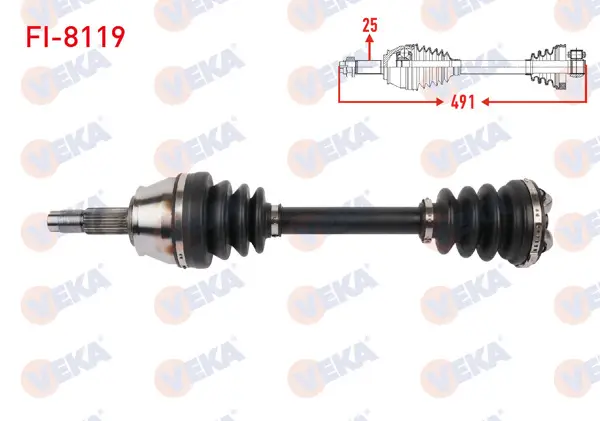 Komple Aks Sol Ön Uzunluk 491mm Fiat Doblo 1.3 D Mjt Euro 6 M-T 2015-2022