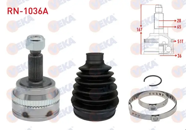 Aks Kafası Sol-Sağ On Dıs Renault Master II (Fd) 2.5 DCI ABS li 51 Dıs 28X36x65 Uzunluk 167 mm 1998-2010