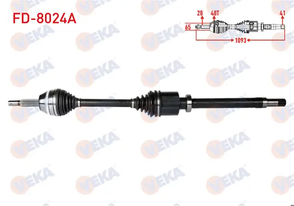 Komple Aks Sağ On Ford Transit (V347) 2.2 TDCI 115Ps-140Ps (Kalın Mil) ABS li 48 Dıs Uzunluk 1091mm 2006-2014
