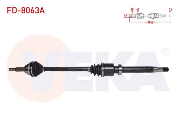 Komple Aks Sağ On Ford Transit (V184) 2.0 TDCI (Onden Cekıs) ABS li 48 Dıs Uzunluk 1056 mm 2000-2006