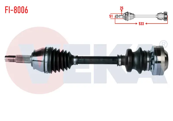 Komple Aks Sağ On Fiat Albea 1.3 Mjt (6 Civatalı) Uzunluk 533mm 2003-2007
