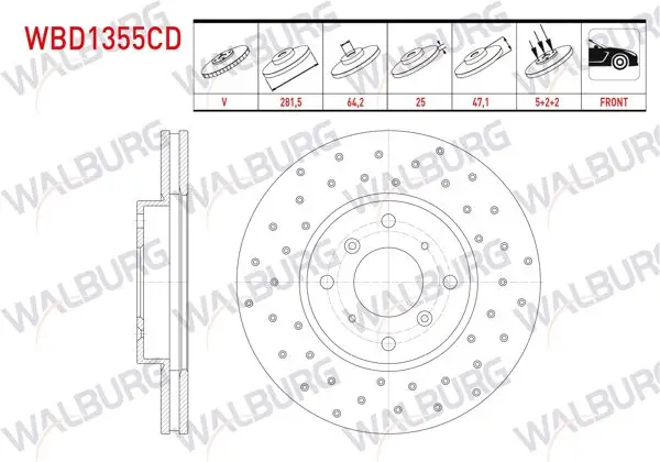 Fren Diski Ön Havalı Kaplamalı Performans Delikli 4 Bjn 281,5X25x64,2X47,1 Honda Accord VI (Cg,Ck) 2.0İ 16V 1997-2003 / Accord VI (Cg,Ck) 1.6İ 1997-2003 / Accord VI (Cg,Ck) 1.8İ 1997-2003