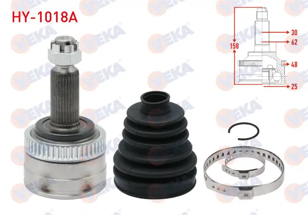 Aks Kafası Sol-Sağ On Dıs 30X25x62 Uzunluk 158mm Hyundai Ix35 2.0 CRDI A-T 2010-/ Kia Sportage 2.0 CRDI A-T 2010 -